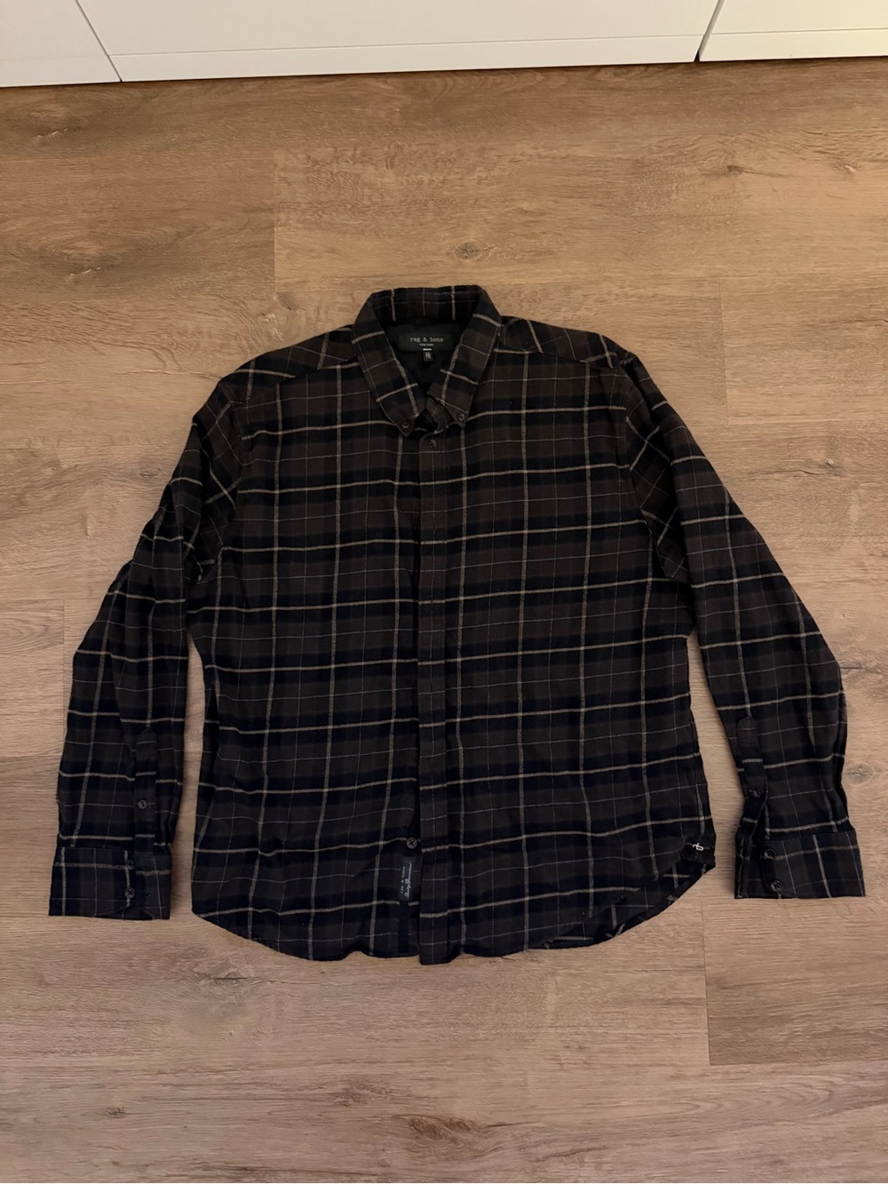 Rag & Bone. Men's Black Plaid Button-Up Shirt